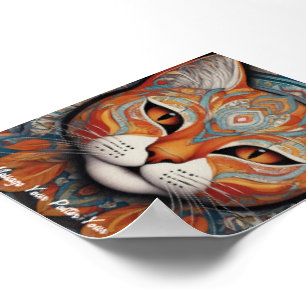 Mystic Boho Kattdjur Mandala Poster