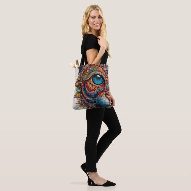 Mystic Boho Kattdjur Mandala Tygkasse (På modell)