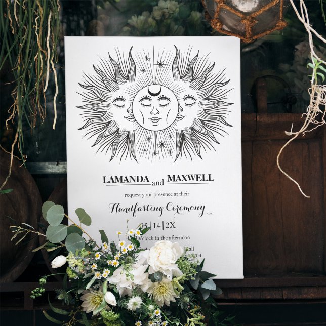 Mystic Boho Måne & Sol Celestial Handfasteal Inbjudningar (Skapare uppladdad)