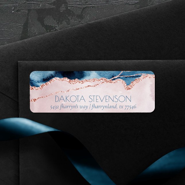 Mystic Branding | Teal Blue Mauve  Rosa Agate Returadress Etikett (Skapare uppladdad)