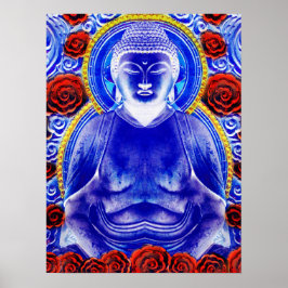Mystic Buddha - Coola Blue & Red Tones Poster