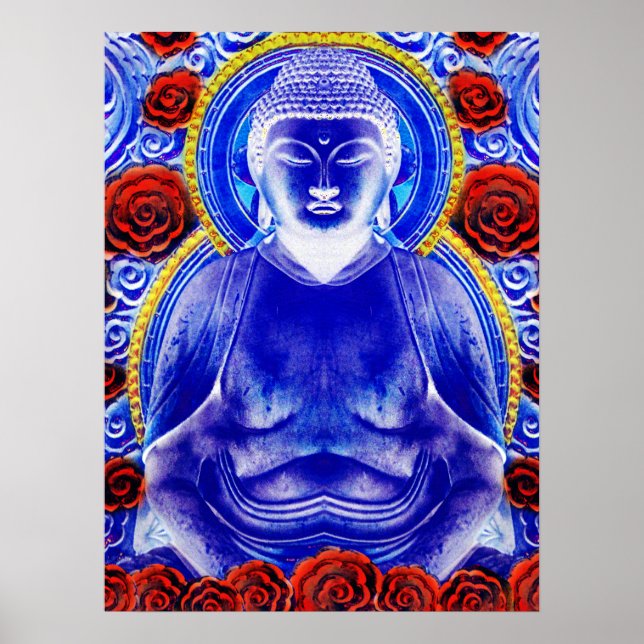 Mystic Buddha - Coola Blue & Red Tones Poster (Framsidan)