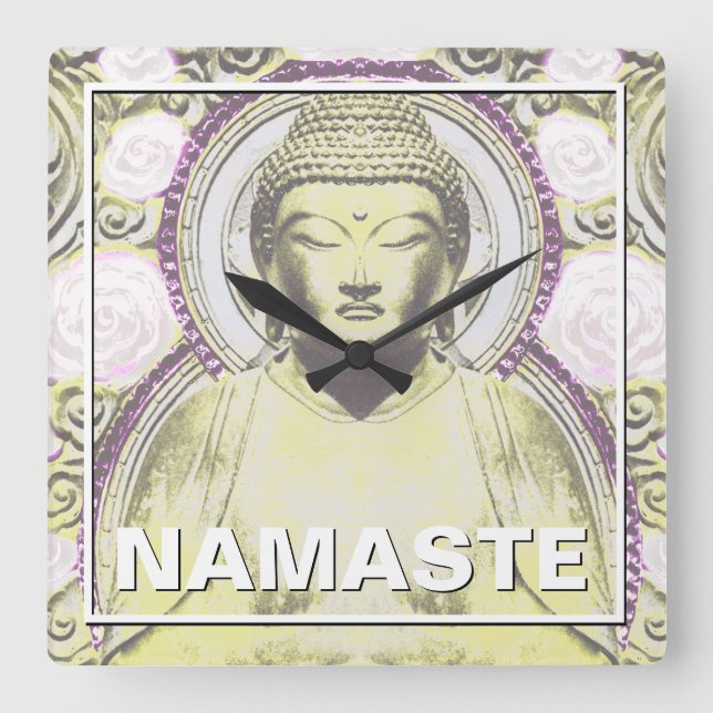 Mystic Buddha - Neutralt Tones Fyrkantig Klocka (Framsida)