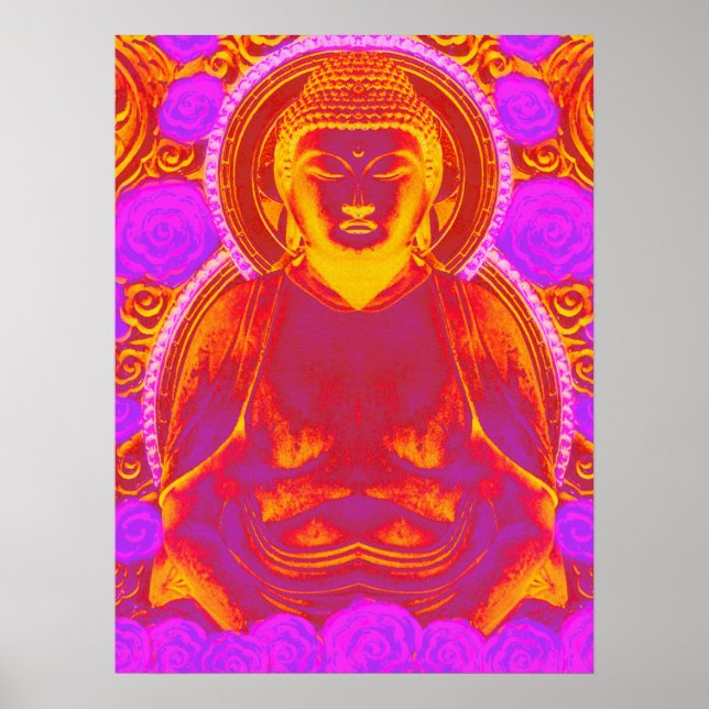 Mystic Buddha - Rosa och Orange Vibrant Tones Poster (Framsidan)