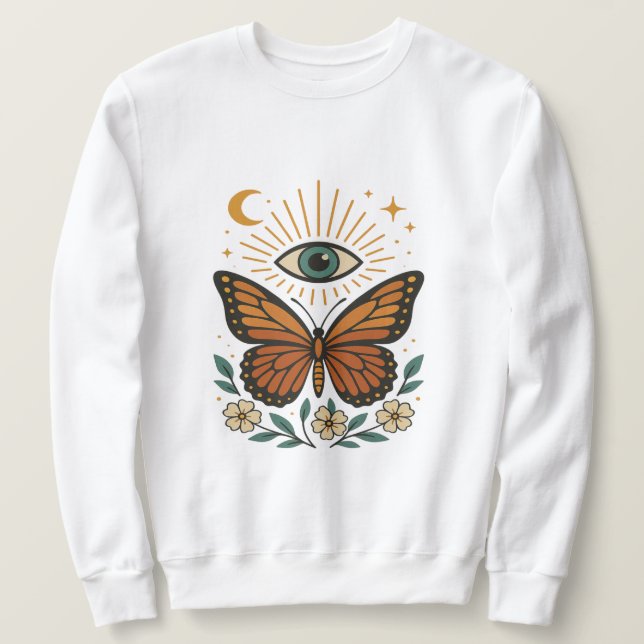 Mystic Butterfly Vision Lång Ärmad Tröja (Design framsida)