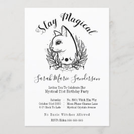 Mystic Cat 21st Birthday Magic Halloween Moonphase Inbjudningar