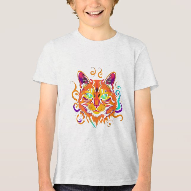 Mystic Cat – Neonfarbene Katze T Shirt (Framsida)