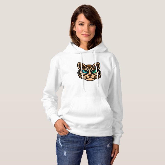 Mystic Cat Ögon Women's Hoodie Art T Shirt (Hel framsida)