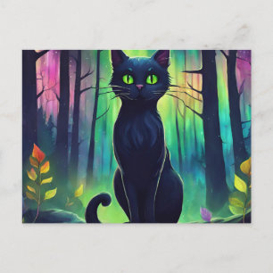 Mystic Cat the Northern Ljus Vykort