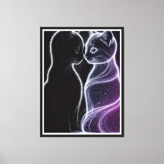 Mystic Cats - Black and Light Duo on Mörk Canvas