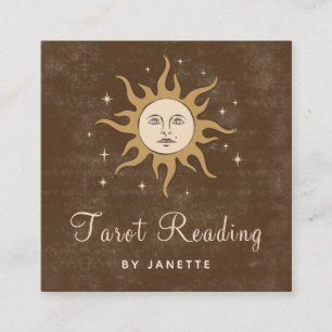 Mystic Celestial Måne Sol Magic Psychic Tarot Boho Fyrkantigt Visitkort