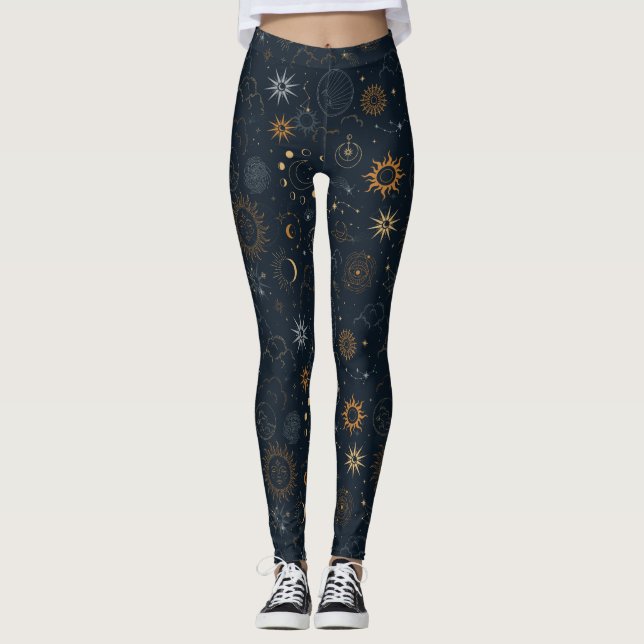 Mystic Celestial Mönster Leggings (Framsida)