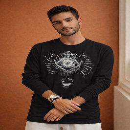 Mystic Compass Raven Graphic Black Long Sleeve T-S T Shirt