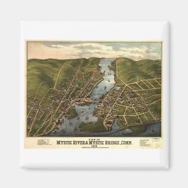 Mystic Connecticut 1879 Magnet (Framsidan)