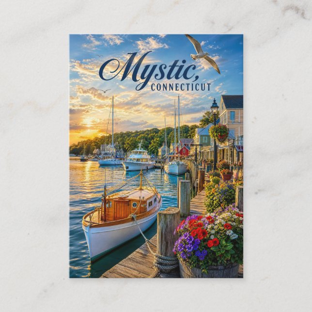 Mystic, Connecticut Hamn Solnedgång (Framsida)