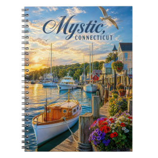 Mystic, Connecticut Hamn Solnedgång Anteckningsbok