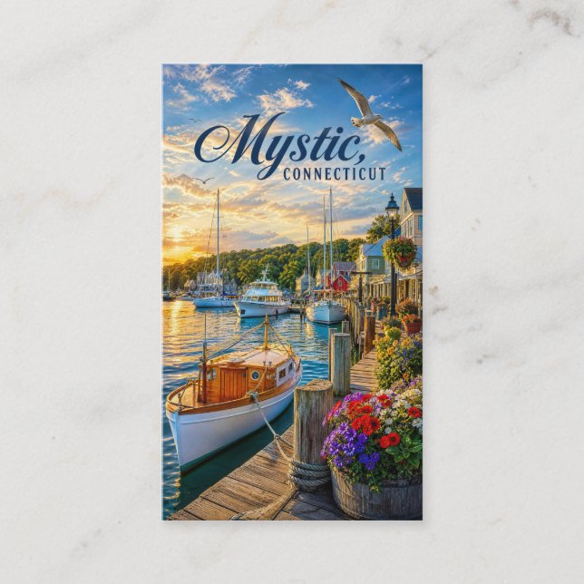Mystic, Connecticut Harbor Sunset Tilläggskort (Framsida)