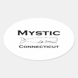 Mystic Connecticut Vintage Whale Ovalt Klistermärke
