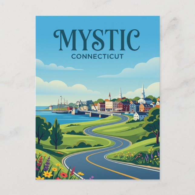 Mystic Connecticut Vykort (Framsida)