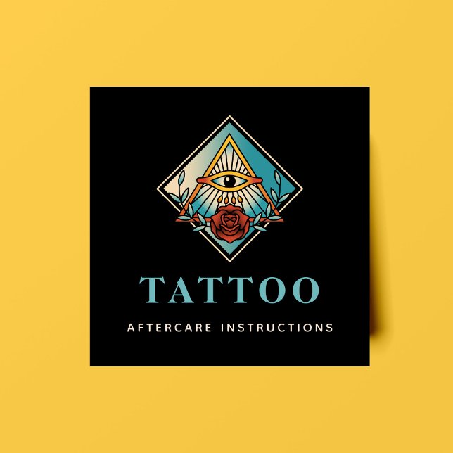 Mystic Cosmic Öga Tattoo Aftercare Instructions Fyrkantigt Visitkort (Skapare uppladdad)