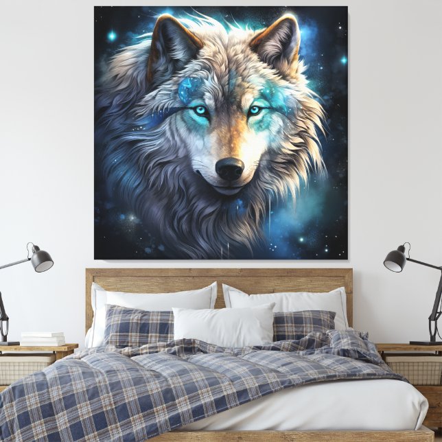 Mystic Cosmic Wolf Canvas Art (Insitu (sovrum))