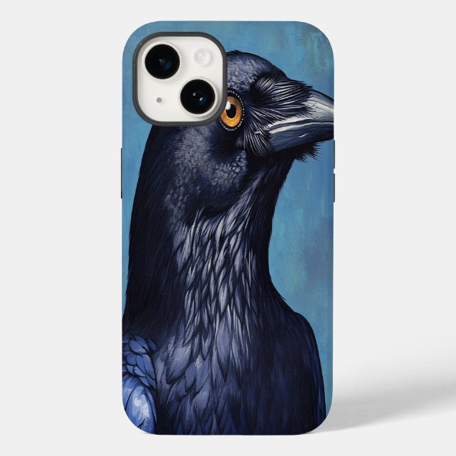 Mystic Crow iPhone Case – Fantasy Animal Art, Dark (Baksida)