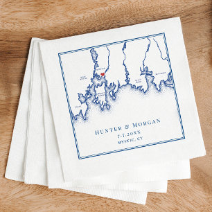 Mystic CT Karta Elegant Navy Blue Bröllop Pappersservett