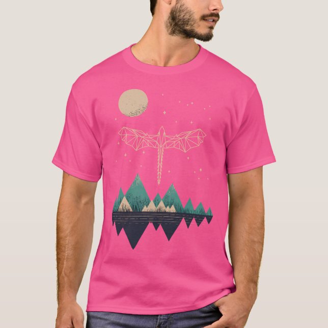 Mystic Dragon - Geometric Dragon Abstrakt Mountain T Shirt (Framsida)