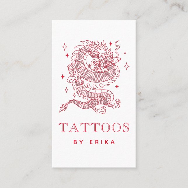 Mystic Dragon Red Creatto Artist Modern Visitkort (Framsida)