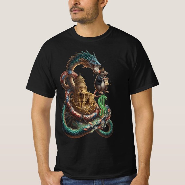 Mystic Dragon & Temple T-Shirt – Bold Fantasy Art (Framsida)