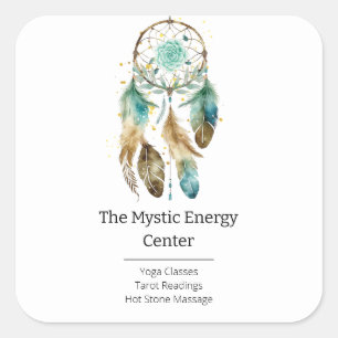 Mystic Dreamcatcher Andlig Metaphysical Yoga Fyrkantigt Klistermärke