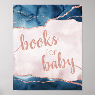 Mystic Elegance Blue Rosa Agate Bokar för Baby Poster
