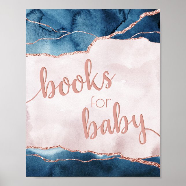 Mystic Elegance | Blue Rosa Agate Bokar för Baby Poster (Framsidan)