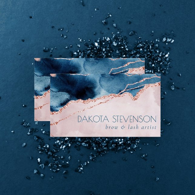 Mystic Elegance | Branding Blue and Ro Guld Visitkort (Skapare uppladdad)