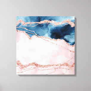 Mystic Elegance Teal Blue och Ro Guld Agate Canvastryck