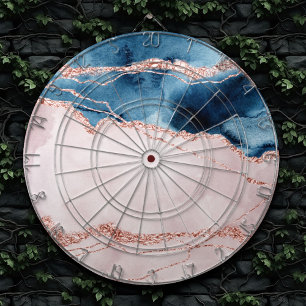 Mystic Elegance   Teal Blue och Ro Guld Agate Darttavla