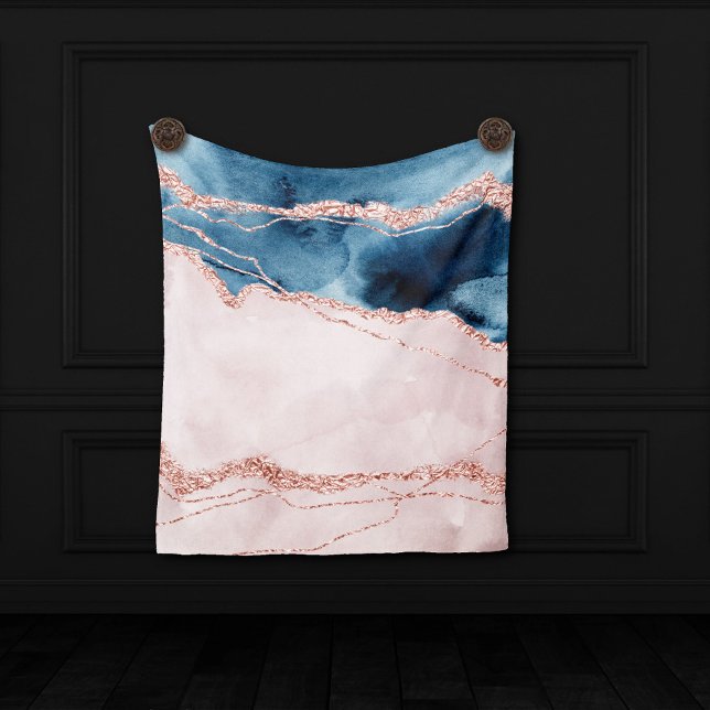 Mystic Elegance | Teal Blue och Ro Guld Agate Fleecefilt (Skapare uppladdad)
