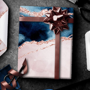 Mystic Elegance   Teal Blue och Ro Guld Agate Presentpapper