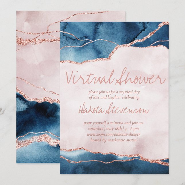 Mystic Elegance | Virtuell Shower för Blue Rosa Ag Inbjudningar (Fram/baksida)