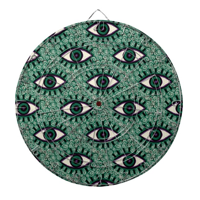 "Mystic Emerald Eyes" - Psychedelic Swirl Seamless Darttavla (Framsidan)