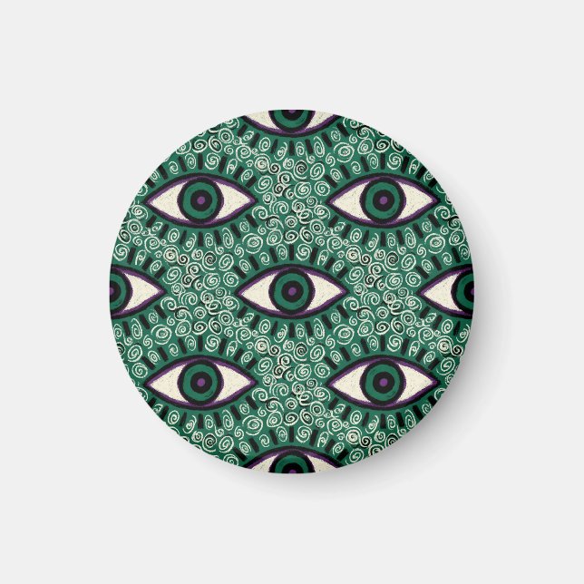"Mystic Emerald Eyes" - Psychedelic Swirl Seamless Magnet (Framsidan)