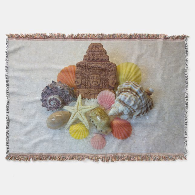 Mystic energisnäckskal och sjöstjärnakastfilt mysfilt (Framsidan)