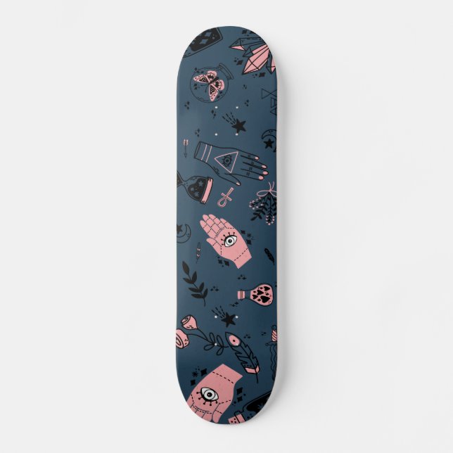Mystic Esoteric Rosa Evil Öga Hand Potion Navy Mini Skateboard Bräda 18,5 Cm (Framsida)