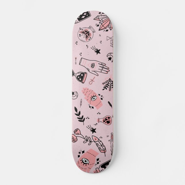 Mystic Esoteric Rosa Evil Öga Hand Potion Stars Mini Skateboard Bräda 18,5 Cm (Framsida)