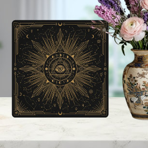Mystic Eye Celestiala Konstellationer Guld Design Kakelplatta