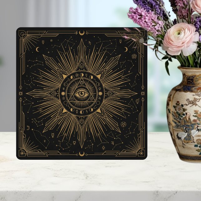 Mystic Eye Celestiala Konstellationer Guld Design  Kakelplatta (Skapare uppladdad)