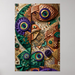 Mystic Eye Fiskstim Förlindring - 3D Smaragd Poster