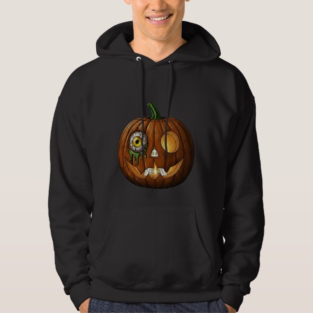 Mystic Eyeball & Skeleton Hands Jack-O-Lantern Hoodie (Framsida)