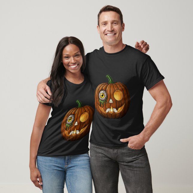 Mystic Eyeball & Skeleton Hands Jack-O-Lantern T Shirt (Unisex)