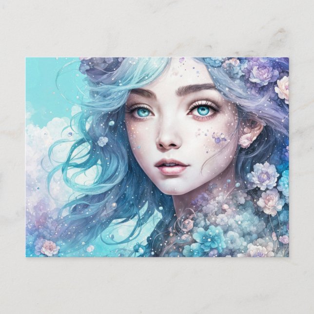 Mystic Fairy in Flower Crown Vykort (Framsida)